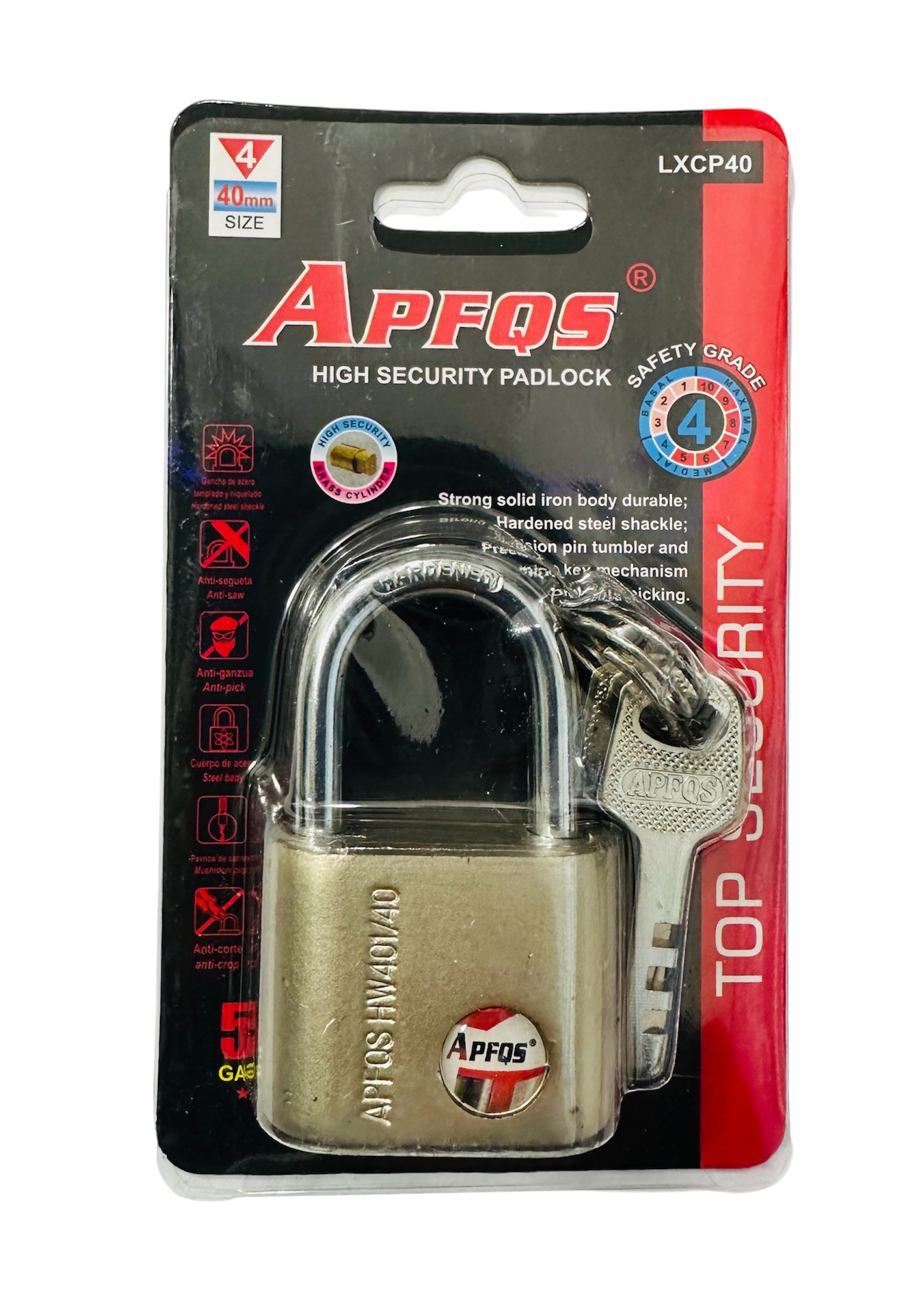CANDADO ACERO BLISTER 40MM CORTO CALIDAD SUPERIOR