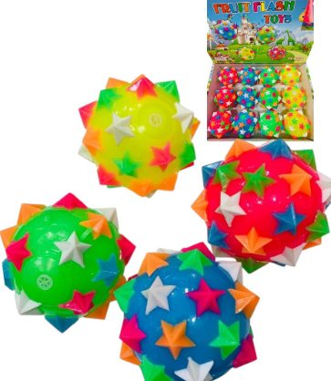 JUGUETE PELOTA CON LUZ Y CHIFLE 10CM