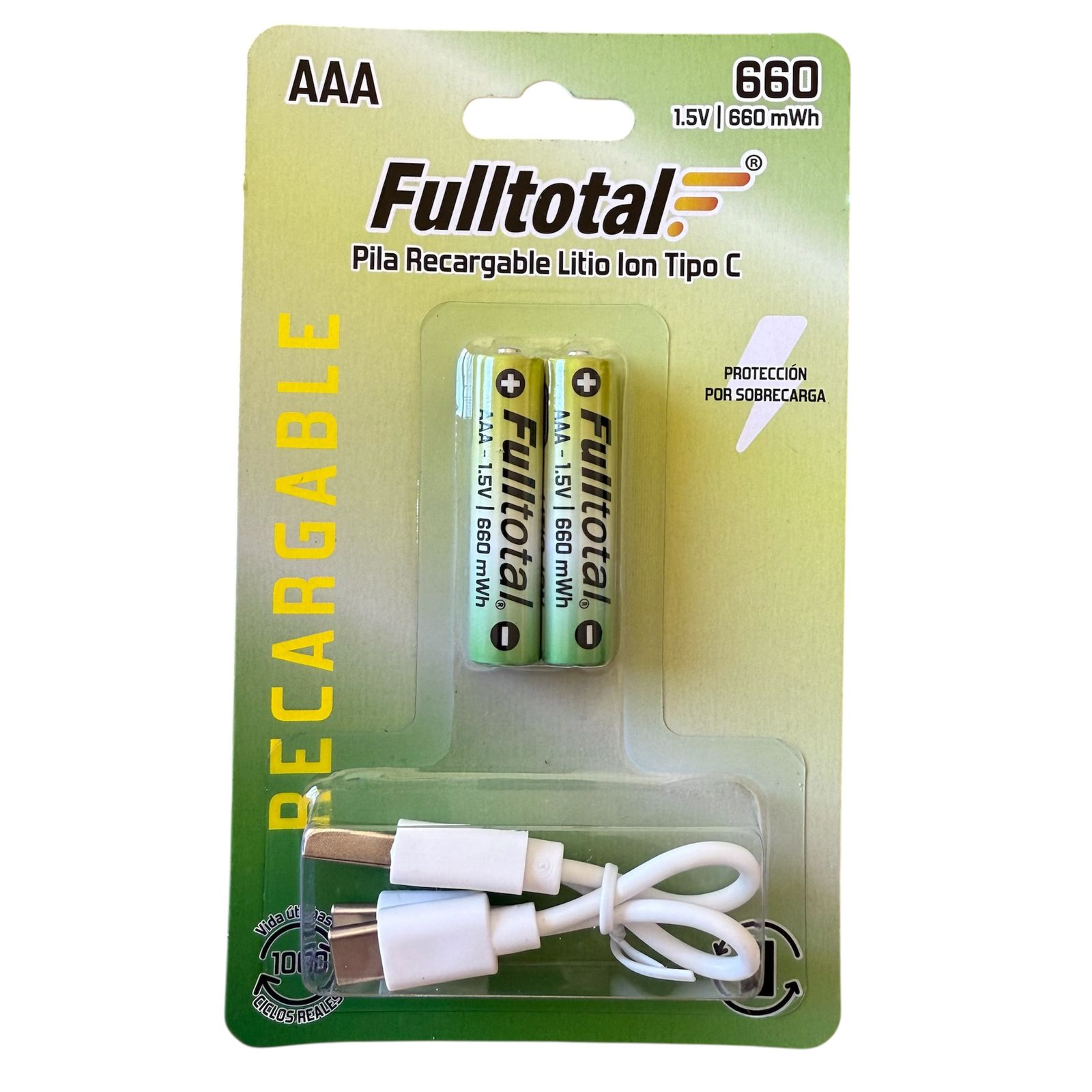 PILAS AAA USB TIPO C RECARGABLE LITIO 660MWH