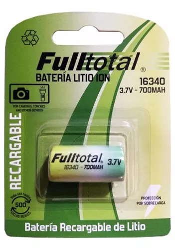 PILA BATERIA RECARGABLE DE LITIO 16340 FULLTOTAL