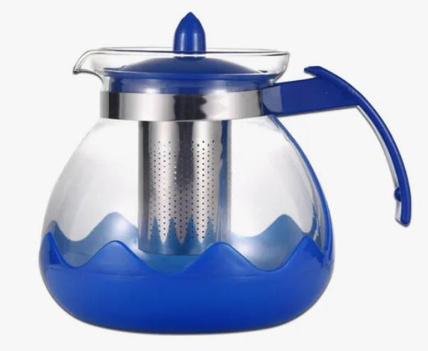TETERA VIDRIO INFUSOR ACERO DE COLORES 1500ML