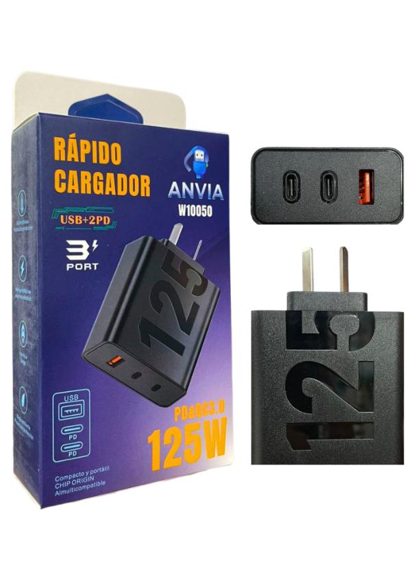 CABEZAL RAPIDO 3A USB Y 2 TIPO C 125W
