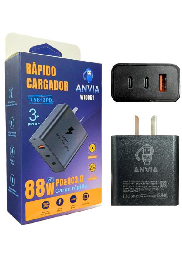 CABEZAL RAPIDO 3A USB Y 2 TIPO C 88W