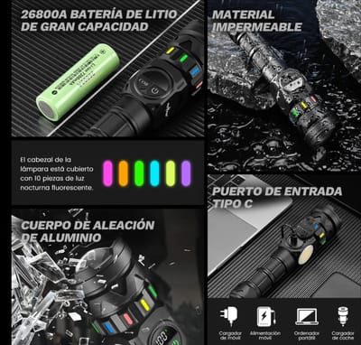 LINTERNA MUY POTENTE CON ZOOM IMÁN DISPLAY
