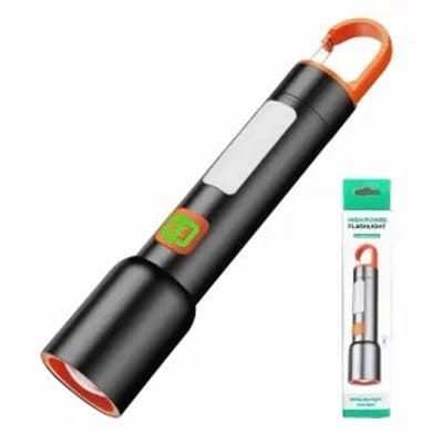 LINTERNA CON GANCHO RECARGABLE Y ZOOM