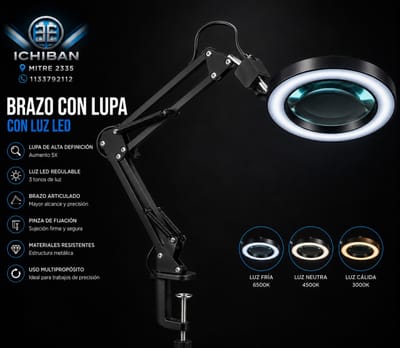 BRAZO CON LUPA CON LUZ LED