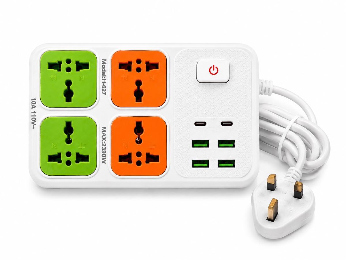 ZAPATILLA ALARGUE 4 ENCHUFES 2 USB 2 0 Y 2 TIPO C