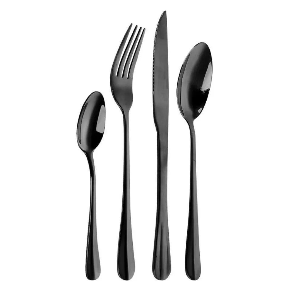 DE ACERO SET CUBIERTOS X 24 PIEZAS NEGROS 304054