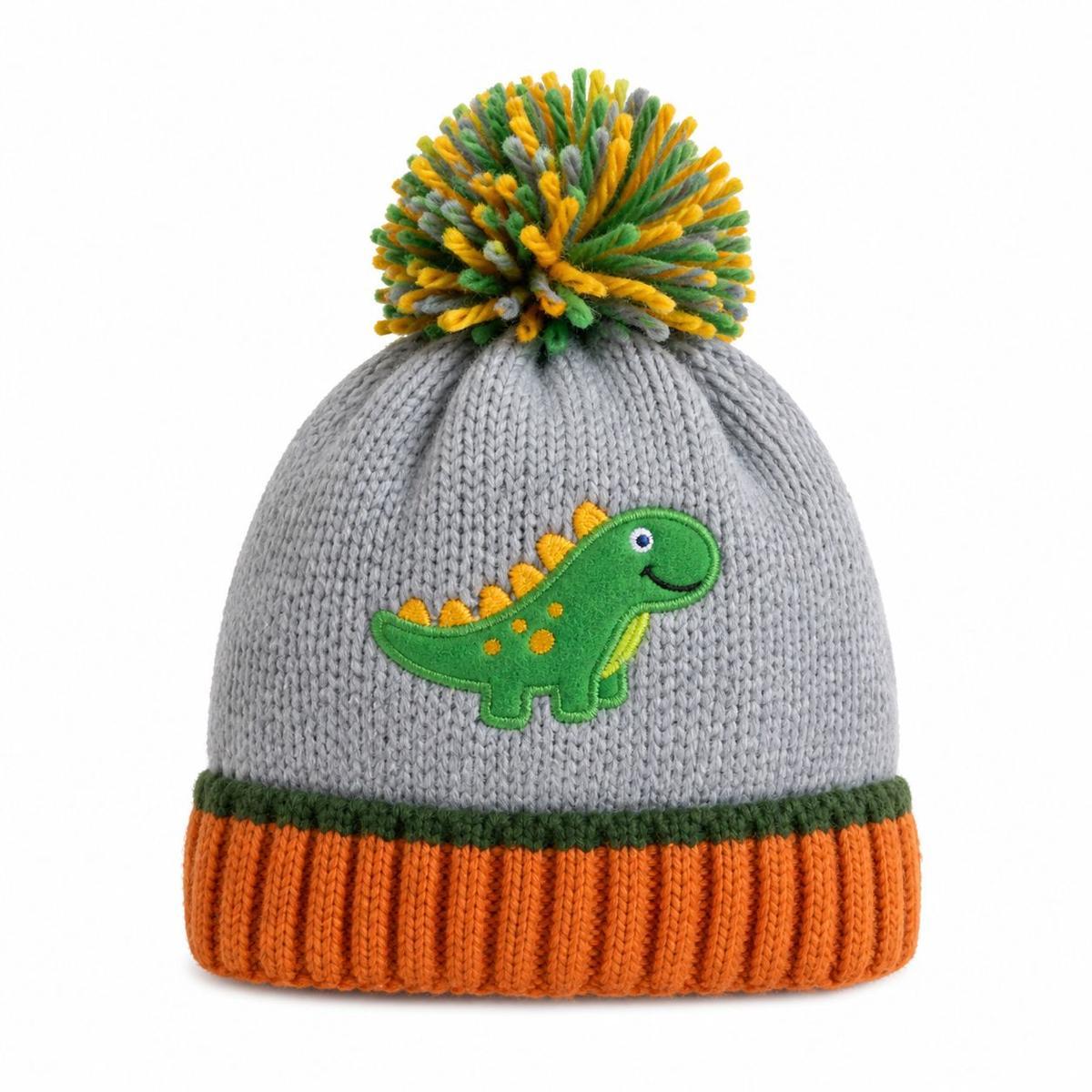 GORRO INFANTIL DOBLE C/POMPON DINOSAURIO 304529