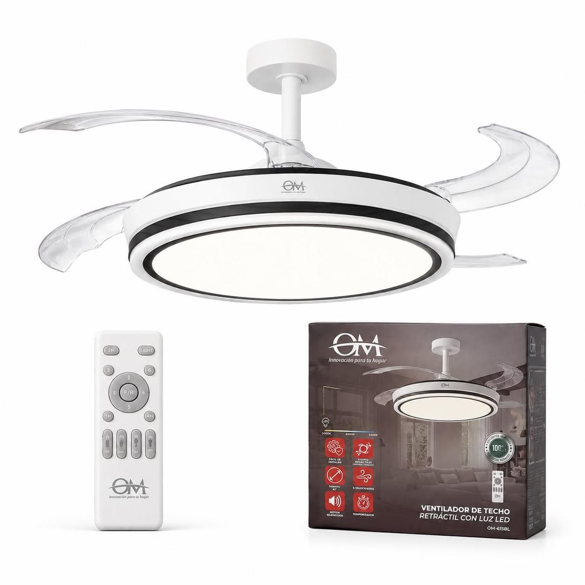 VENTILADOR DE TECHO ASPAS RETRACTL C/CONTROL