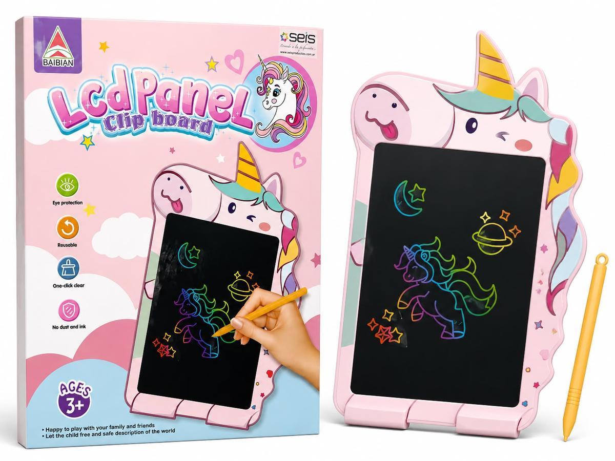 PIZARRA MAGICA 5 PULGADAS UNICORNIO MULTICOLOR 25CM ALTO