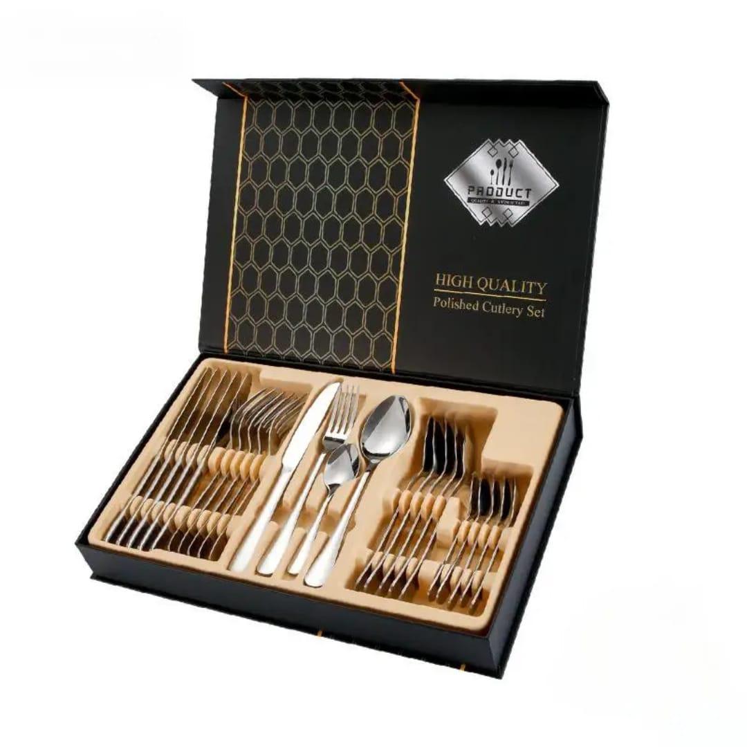 SET DE CUBIERTOS PLATEADO EN CAJA GS-01
