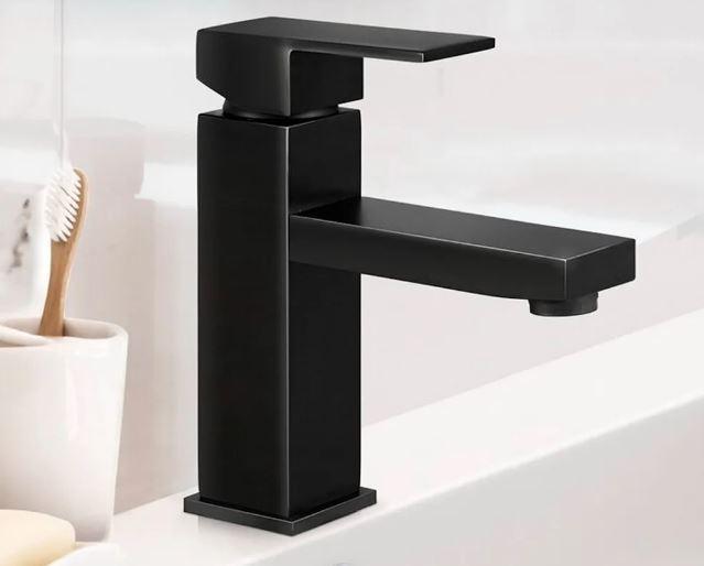 GRIFERIA CANILLA BAÑO CUADRADA NEGRA NEW HT-0042