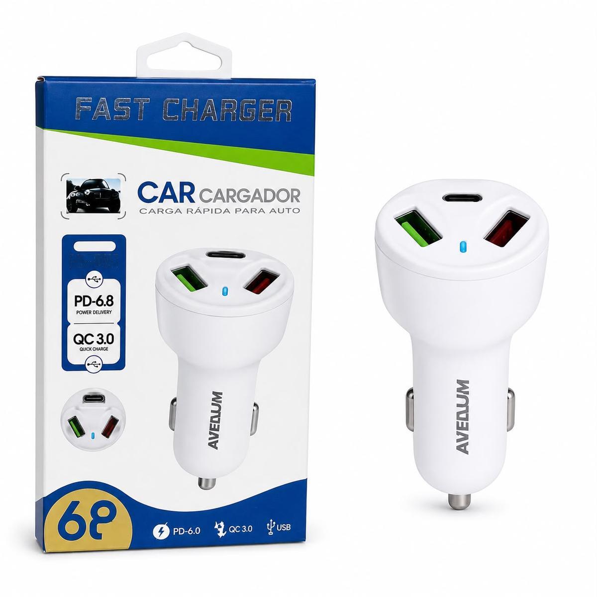 CARGADOR 12V USB CARGA RAPIDA