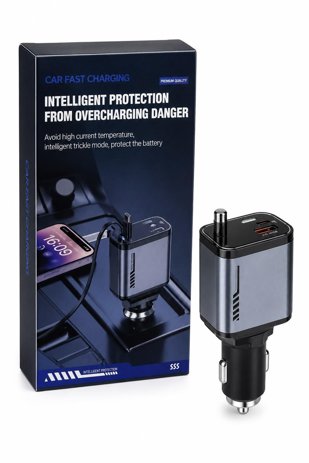 CARGADOR 12V INTELIGENTE TIPO C CABLE RETRACTIL