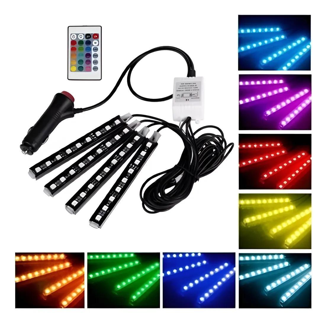 TIRA LUCES INTERIOR AUTO LED RGB MULTICOLOR 12V AUDIORITMICA