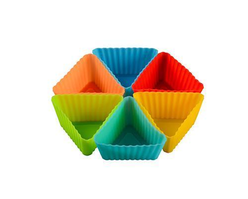 MOLDES TRIANGULARES PARA MAGDALENAS DE SILICONA x6 U