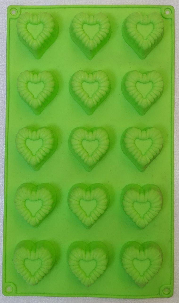 MOLDE DE SILICONA CON FORMA DE CORAZÓN 1X15